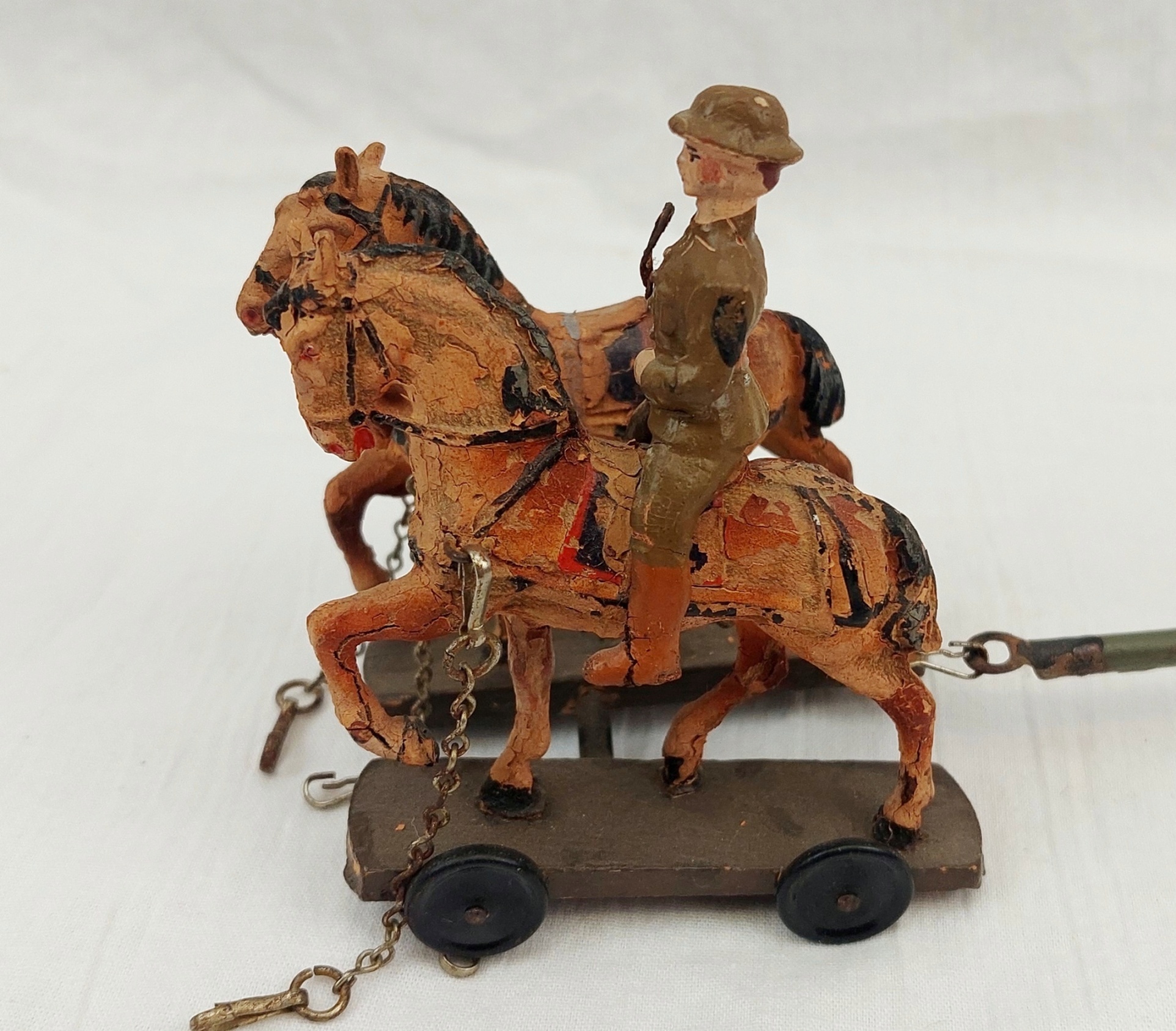 c1920 Boxed Elastolin Tinplate Field Wagon With British Crew And Horses - Image 11