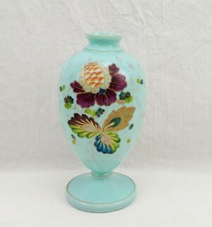 Victorian Hand Enamelled Floral Glass Vase