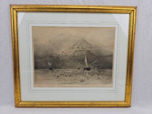 W. L. Wyllie 1851 To 1931 Etching Of The Poseidon Temple At Attica In Greece
